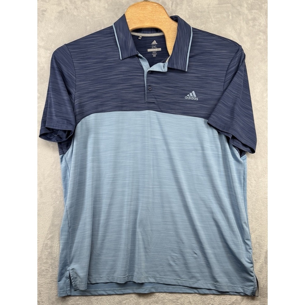 Adidas Golf Climacool Performance Polo Shirt Colorblock Blue Men's Size 2XL READ